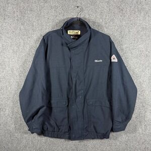 Bulwark Flame Resistant Navy Blue Nomex Bomber Jacket Mens Size Large #2008